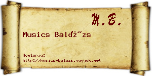 Musics Balázs névjegykártya