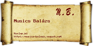 Musics Balázs névjegykártya